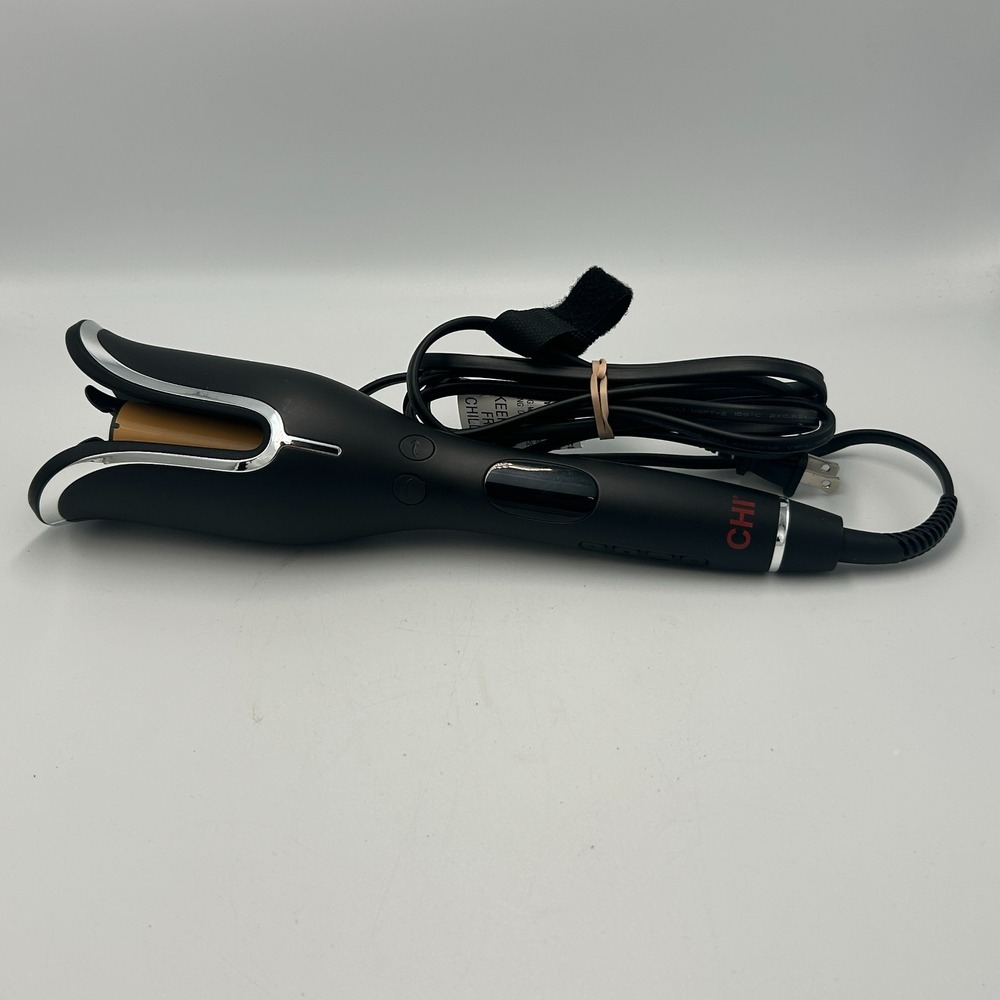CHI Spin N Curl CA2247 Ceramic 1" Curling Iron Auto Rotating Shut-Off Black Wand